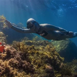 Bautismo de apnea en mar.